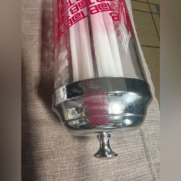 VINTAGE TAB COLA CHROME LID STRAW DISPENSER~NEW - Picture 5 of 5